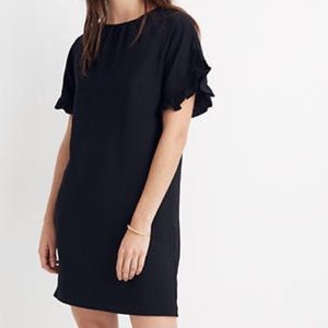 Madewell Black Memento Ruffle-Sleeve Dress